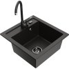 Granitový drez Mexen Vito s 1 misou a kuchynskou batériou Telma, čierna/zlatá metalíza - 6503-75-670200-70-B