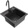 Granitový drez Mexen Vito s 1 misou a kuchynskou batériou Telma, čierna škvrnitá - 6503-76-670200-70-B