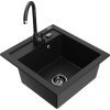 Granitový drez Mexen Vito s 1 misou a kuchynskou batériou Telma, čierny - 6503-77-670200-70-B