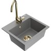 Granitový drez Mexen Milo s 1 misou a kuchynskou batériou Telma, sivý - 6505-71-670200-50