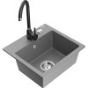 Granitový drez Mexen Milo s 1 misou a kuchynskou batériou Telma, sivý - 6505-71-670200-70