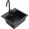 Granitový drez Mexen Milo s 1 misou a kuchynskou batériou Telma, čierna/strieborná - 6505-73-670200-70-B