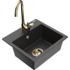 Granitový drez Mexen Milo s 1 misou a kuchynskou batériou Telma, čierna škvrnitá - 6505-76-670200-50