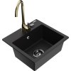 Granitový drez Mexen Milo s 1 misou a kuchynskou batériou Telma, čierny - 6505-77-670200-50-B