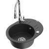 Granitový drez Mexen Kevin s 1 misou, odkapávačom a batériou Savita, čierna škvrnitá - 6517-76-672601-00