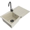 Granitový drez Mexen Cesar s 1 misou, odkapávačom a kuchynskou batériou Telma, béžový - 6514-69-670200-70