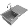 Granitový drez Mexen Cesar s 1 misou, odkapávačom a kuchynskou batériou Carla, sivý - 6514-71-670700-00