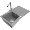 Granitový drez Mexen Cesar s 1 misou, odkapávačom a kuchynskou batériou Duero, sivý - 6514-71-671600-00