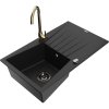 Granitový drez Mexen Cesar s 1 misou, odkapávačom a kuchynskou batériou Telma, čierny - 6514-77-670200-50-B