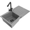 Granitový drez Mexen Cesar s 1 misou, odkapávačom a kuchynskou batériou Duero, sivý - 6514-71-671600-70-B