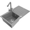Granitový drez Mexen Cesar s 1 misou, odkapávačom a kuchynskou batériou Duero, sivý - 6514-71-671600-71