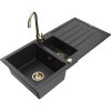 Granitový drez Mexen Andres s 1,5 miskou, odkapávačom a kuchynskou batériou Telma, čierny/strieborný - 6515-73-670200-50