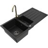 Granitový drez Mexen Andres s 1,5 misky, odkapávačom a kuchynskou batériou Telma, čierny - 6515-77-670200-50-B