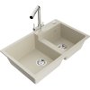 Mexen Tomas 2-komorový granitový drez s kuchynskou batériou Duero, béžová - 6516-69-671600-00