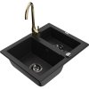 Granitový drez Mexen Carlos s 1,5 miskou a kuchynskou batériou Telma, čierny - 6518-77-670200-50-B