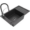 Granitový drez Mexen Elias s 1 misou, odkapávačom a batériou Aster, čierna škvrnitá - 6511-76-73450-07-B