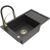 Granitový drez Mexen Elias s 1 misou, odkapávačom a batériou Aster, čierna škvrnitá - 6511-76-73450-57-G