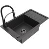 Granitový drez Mexen Elias s 1 misou, odkapávačom a batériou Aster, čierna škvrnitá - 6511-76-73450-70-B