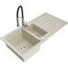 Granitový drez Mexen Andres s 1,5 miskou, odkapávačom a kuchynskou batériou Aster, béžový - 6515-69-73450-07