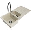 Granitový drez Mexen Andres s 1,5 miskou, odkapávačom a kuchynskou batériou Aster, béžový - 6515-69-73450-07-B