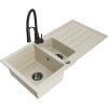 Granitový drez Mexen Andres s 1,5 miskou, odkapávačom a kuchynskou batériou Aster, béžový - 6515-69-73450-70-B