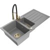 Granitový drez Mexen Andres s 1,5 misy, odkapávačom a kuchynskou batériou Aster, sivý - 6515-71-73450-57-G
