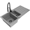 Granitový drez Mexen Andres s 1,5 misy, odkapávačom a kuchynskou batériou Aster, sivý - 6515-71-73450-70-B