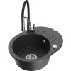 Granitový drez Mexen Kevin s 1 misou, odkapávačom a kuchynskou batériou Aster, čierna škvrnitá - 6517-76-73450-07