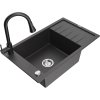 Granitový drez Mexen Elias s 1 misou, odkapávačom a kuchynskou batériou Elia, čierna škvrnitá - 6511-76-670101-70