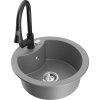 Granitový drez Mexen Diego s 1 misou a kuchynskou batériou Elia, sivý - 6512-71-670101-70