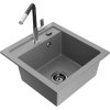 Granitový drez Mexen Vito s 1 misou a kuchynskou batériou Flora, sivý - 6503-71-670401-07-B