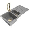 Granitový drez Mexen Andres s 1,5 misy, odkapávačom a kuchynskou batériou Elia, sivý - 6515-71-670101-50