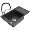 Granitový drez Mexen Elias s 1 misou, odkapávačom a kuchynskou batériou Duo, čierny bodkovaný - 6511-76-671701-07