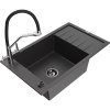 Granitový drez Mexen Elias s 1 misou, odkapávačom a kuchynskou batériou Duo, čierna škvrnitá - 6511-76-671701-07-B