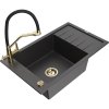 Granitový drez Mexen Elias s 1 misou, odkapávačom a kuchynskou batériou Duo, čierny bodkovaný - 6511-76-671701-57-G