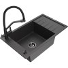 Granitový drez Mexen Elias s 1 misou, odkapávačom a kuchynskou batériou Duo, čierny bodkovaný - 6511-76-671701-70-B