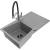 Granitový drez Mexen Cesar s 1 misou, odkapávačom a kuchynskou batériou Duo, sivý - 6514-71-671701-07-B