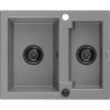 Granitový drez Mexen Carlos s 1,5 misou 582 x 475 mm, sivý, čierny sifón - 6518581500-71-B