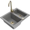 Granitový drez Mexen Carlos s 1,5 miskou a kuchynskou batériou Telma, sivý - 6518-71-670200-50