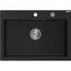 Granitový drez Mexen Elix s 1 misou 700 x 500 mm, čierny, chrómový sifón - 6526701005-77