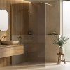 Sprchová zástena Rea Flexi Brown/ Brush Gold 140