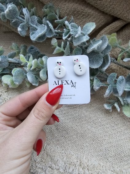 Náušnice z polymérovej hmoty Snehuliak