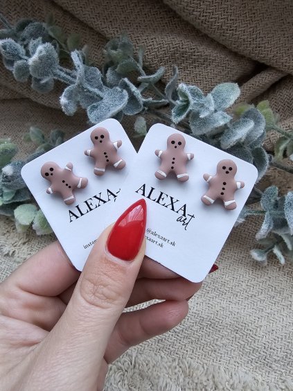 Náušnice z polymérovej hmoty Perník