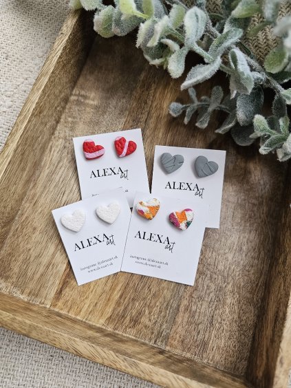 Náušnice z polymérovej hmoty Srdcia