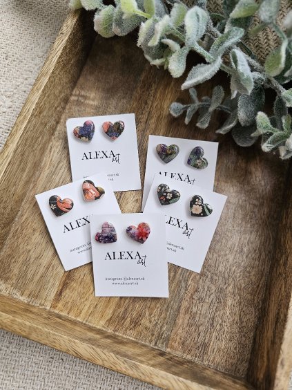 Náušnice z polymérovej hmoty Srdcia