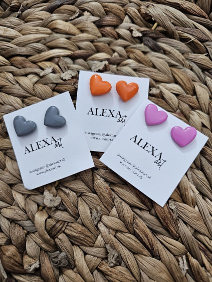 Náušnice z polymérovej hmoty Srdcia