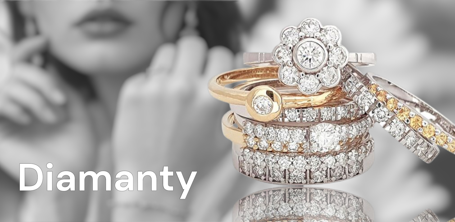 Zlaté prsteny s čirými a žlutými diamanty