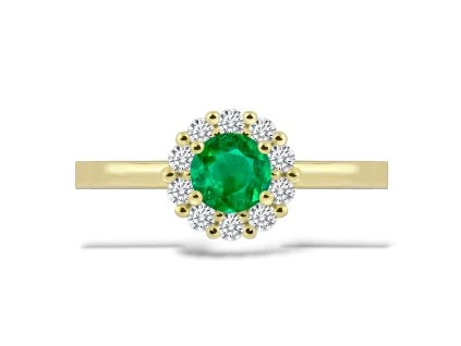 P 026 ZDE prsten zlato diamant emerald