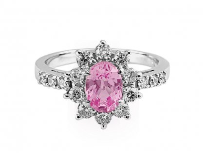 P 030 BDSR prsten zlato diamant safir ruzovy