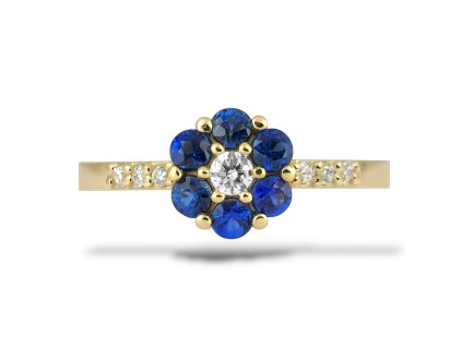 P 042 ZDS prsten zlato diamant safir